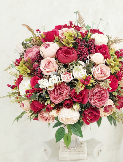 Композиция из искусственных цветов - Сангрия страстная в красном № АР041 - идеальна для украшения