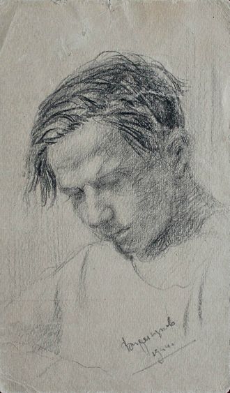 Портрет бумага карандаш Звонцов В. М. 1944 год