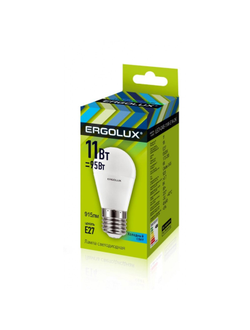 Лампа светодиодная Ergolux LED-G45-11W-E27-4K,Шар 11Вт,E27,4500K 13631