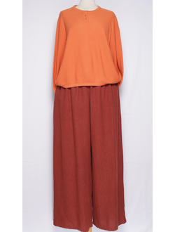 Брюки "Широкие палаццо крапива" терракот, мокко р.48-54