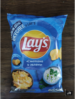 Чипсы Lays 70 гр. Сметана и зелень (Голубые)