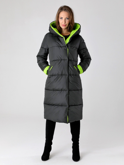 Пальто 23430 графит/лайм ЗИМА