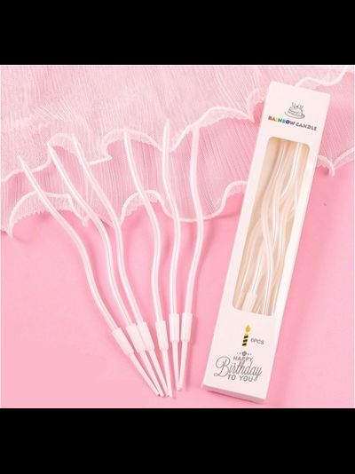 Свечи для торта волна 16,5 см (белый перламутр), 6 шт.