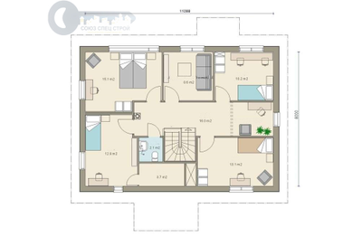 ДЖ-22 ЖИЛОЙ ДОМ: ГАБАРИТНЫЕ РАЗМЕРЫ: (11,2 Х 8М) 2 ЭТАЖА, ОБЩАЯ ПЛОЩАДЬ: 185М²