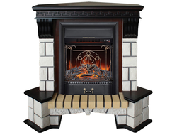 Угловой электрокамин Stone AO с очагом Majestic