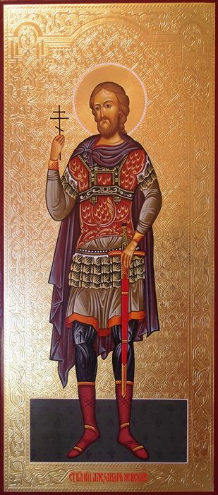 Александр Невский, святой великий князь. Рукописная мерная икона.