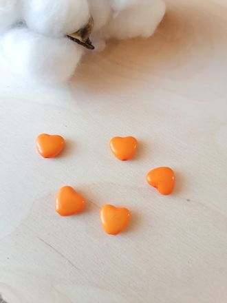 Бусины для творчества "Сердце", 10 мм, оранжевые