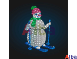 Световая фигура с мишурой Снеговик-лыжник