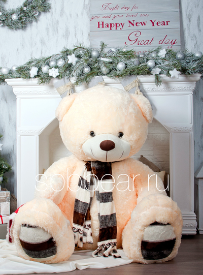 Огромный плюшевый медведь 170 см чайная роза Барни