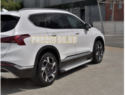 Пороги алюминиевые "Сити" РусСталь для Hyundai Santa Fe 2021-2024