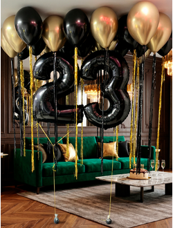 Шары на 23 года с цифрами и 20 шаров в потолок с дождём