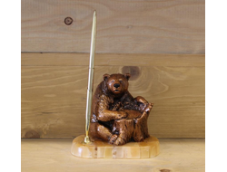 Письменный прибор МИШКА С ПНЕМ, подставка селенит. ОПТ