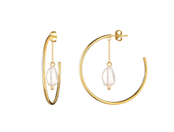 Серьги кольца с жемчужной подвеской