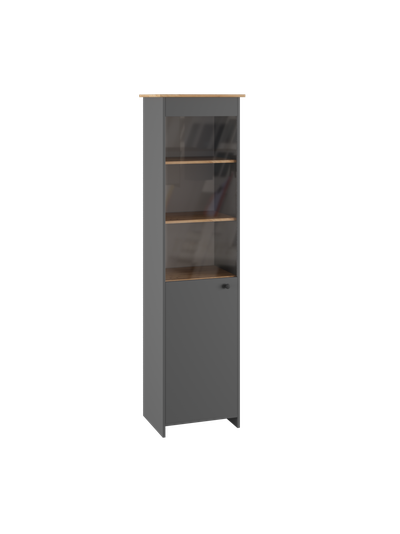 Теодора Шкаф с витриной Графит/Дуб крафт
