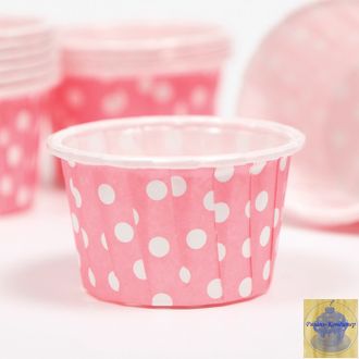 Капсулы плотные бумажные ламинированные розовая в белых горох, 1 шт,  3,8*3 см