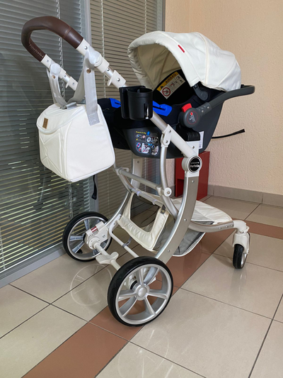 Детская коляска 2 в 1 Farfello Aimile Original Молочный Экокожа