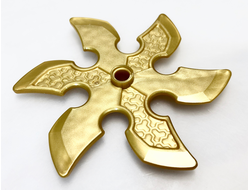 Technic Circular Saw Blade with Pin Hole and Six Teeth Large Shuriken, Pearl Gold (41125 / 6259116 / 6421595)