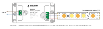 Диммер Arlight TY-102-24V-30W-MIX-WF-SUF (230V, WIFI, 433MHz, 2x0.6A)