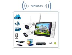 Комплект системы беспроводного видеонаблюдения, монитор 7" с NVR и 2 уличные видеокамеры с аудиоканалом, Full HD (Xmeye PRO)