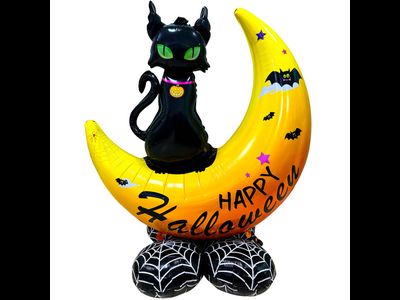 Шар 3D (49''/124 см) Фигура на подставке, Кошка на луне