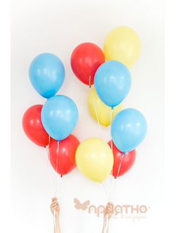 Фонтан из латексных воздушных шаров "Красно-желтый-голубой"