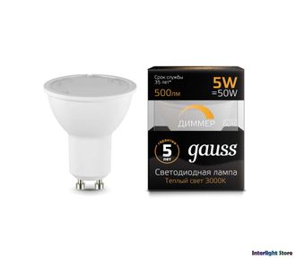 Gauss LED MR16 5w 830/840 220v Dim GU10