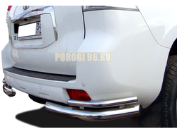 Защита заднего бампера уголки двойная d76/42 для Toyota Land Cruiser Prado 150 (2010-...)