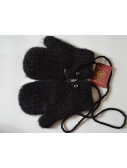 Вязаные мохеровые черные варежки женские Италия Vizio 6946 MUL