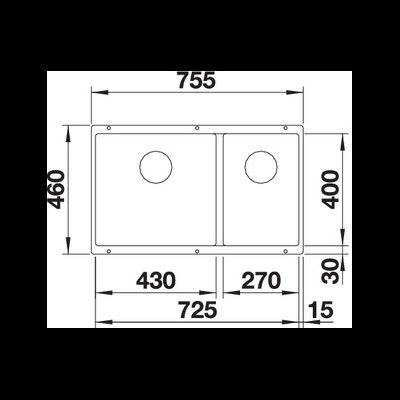 Мойка Blanco SUBLINE 430/270-U с отв.арм. InFino, 523152