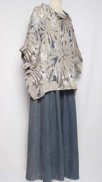 БЛУЗА ЛЁН "КИМОНО ХОМУТ АСТРА" белая, бежевая, св.бежевая, желтая до р.56