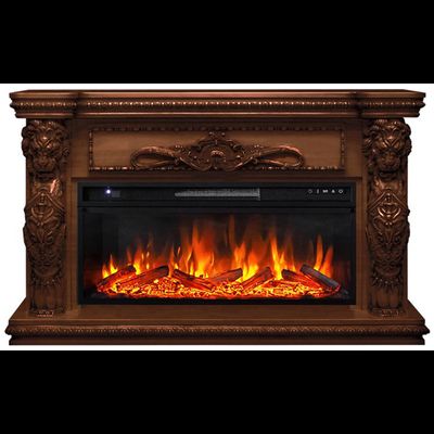 Линейный электрокамин Windsor темный дуб с очагом Vision 42 LOG LED