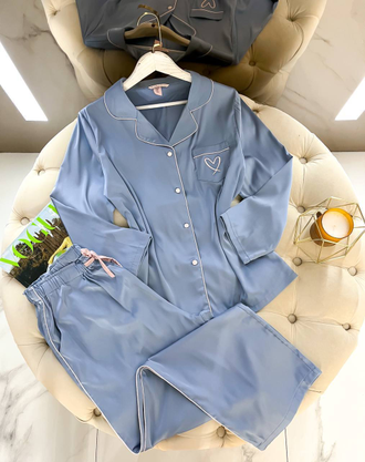 Пижама Виктория Сикрет цвет серо-голубой 44