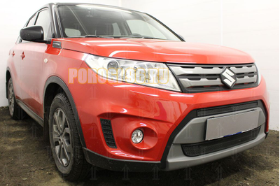 Защита радиатора Suzuki Vitara 2014-2018 (2 части) black