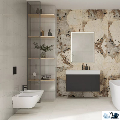 Керамогранит Creto Patagonia Bronze 180х120 см High Gloss серо - бежевый