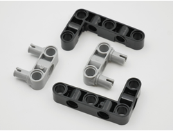 !АНАЛОГ! AN_LFTRM1 Комплект 2477 Liftarm, Modified Perpendicular Holes Bent Thick L-Shape 3 x 5 BLACK + 2393 Pin Connector Perpendicular 3L with 2 Pins LBG  4 шт (АНАЛОГ), n/a / 4 шт.