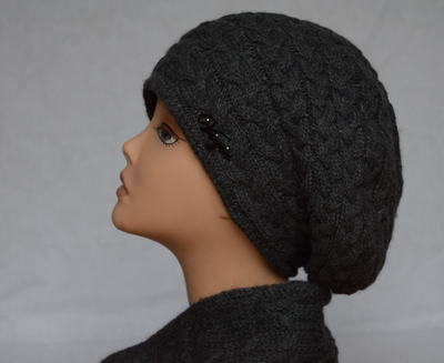 Вязаный темно - серый берет и шарф Vizio Италия 5388