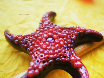 Красивая брошь "Морская звезда Золотых Морей" с родолитом