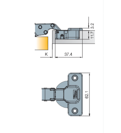 Петля мебельная Titus T-Type (накладная) 110/48/0 мм