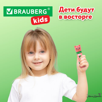 Клей-карандаш "Зверята: хрюшка, панда, тигренок", 9 г, фигурный колпачок, 3 шт./блистер, BRAUBERG KIDS, 271141
