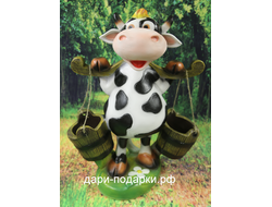 Кашпо Корова с двумя кашпо 50*40см  полистоун пр-во Россия  4148/016732*