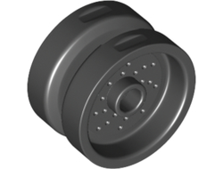 Wheel 18mm D. x 12mm with Pin Hole and Stud, Dotted Brake Rotor Lines, Black (66727 / 6290263)