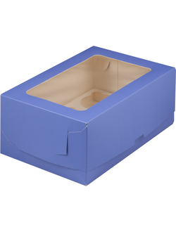 Коробка на 6 капкейков с прям. окном (лаванда), 235*160*100мм