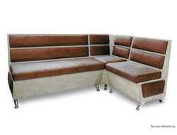 Кухонный Угловой диван "ФОРУМ-1МС", Коричневый/Слоновая кость, Правый