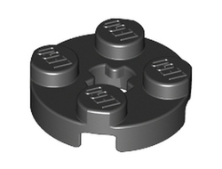 Plate, Round 2 x 2 with Axle Hole x Shape, Black (4032b / 403226)