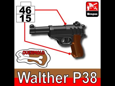 Пистолет Валтер П38 | Walther P38 (вороненая сталь+коричневый)