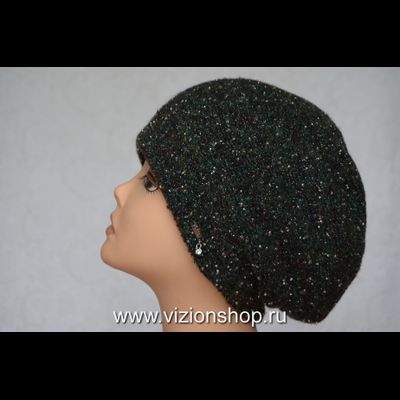 Зеленый берет женский вязаный Италия Vizio зима 2020 фото итальянского берета зеленого цвета