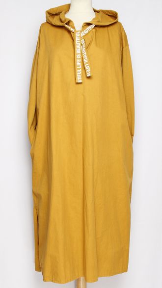 ПЛАТЬЕ БОХО "Капюшон с тесьмой" горчичное