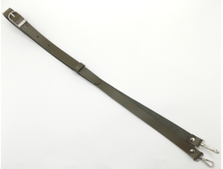 Ремень для сумки кожаный 120 см с регулировкой и карабинами цвет хаки