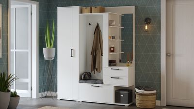 Прихожая ЭРИКА Тип 2 - Секция комбинированная с крючками и зеркалом + Шкаф для одежды