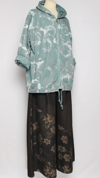 Ветровка-пыльник хлопок "СЕРЫЕ РОЗЫ" морская волна до р.54